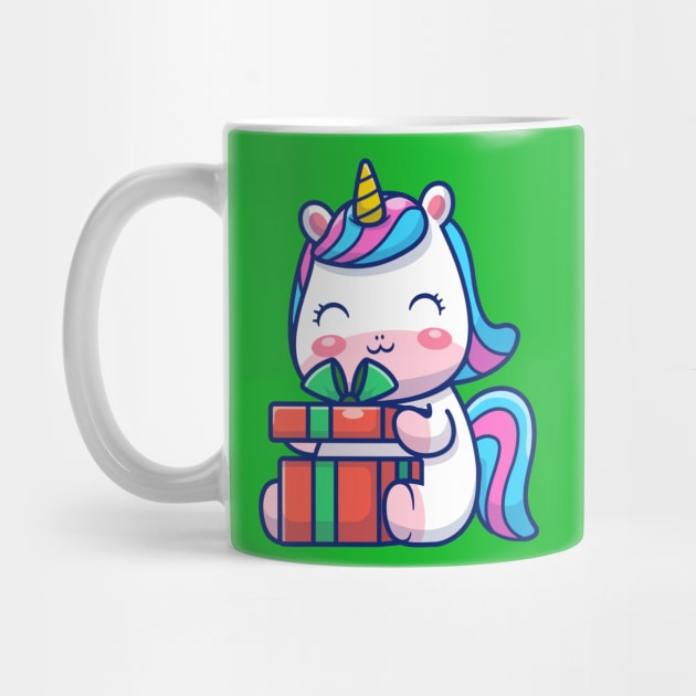 Cute Unicorn Holding Gift Cartoon by Catalyst Labs